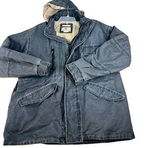 The Territory Ahead‎ Field Barn Jacket Coat Hooded Pigment Dyed Blue L